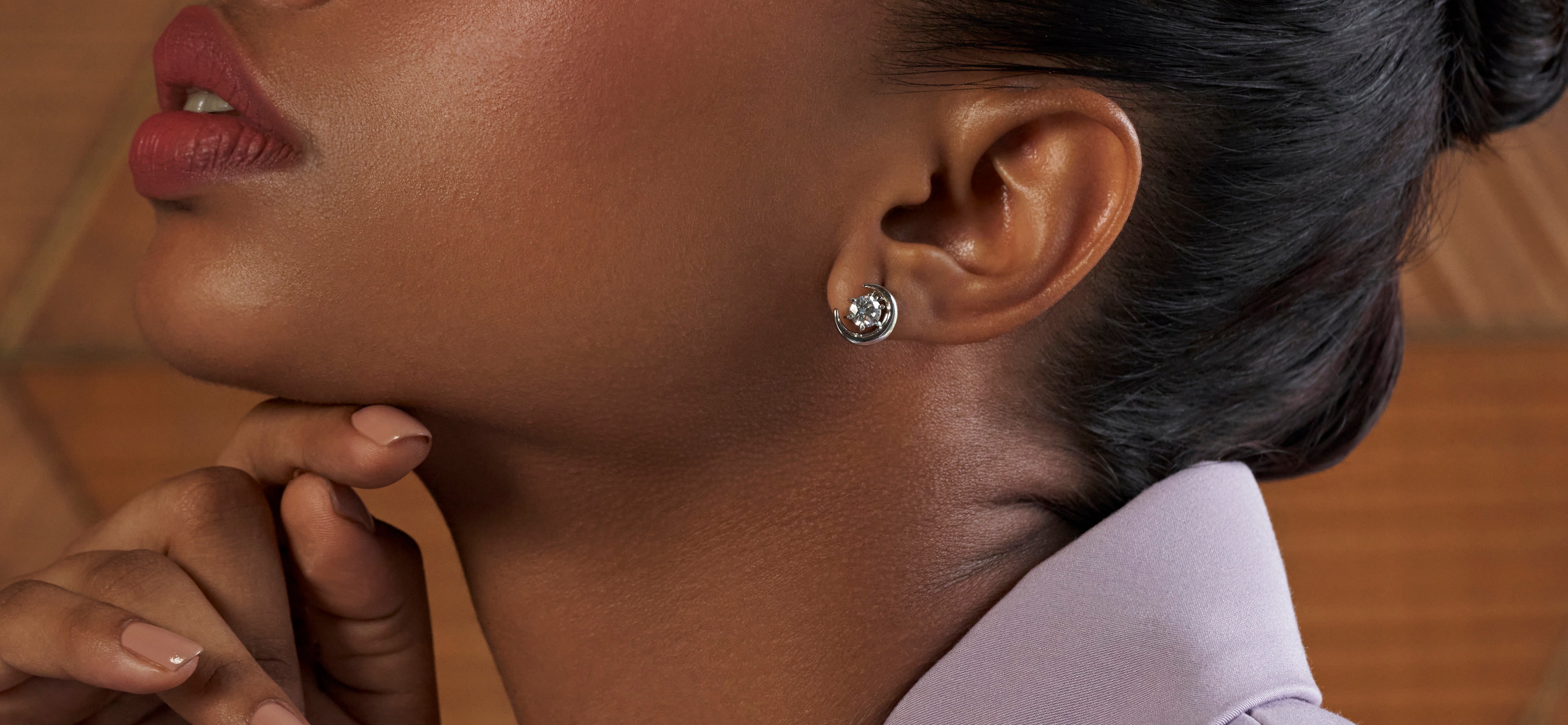 Moon solitaire round-cut diamond studs