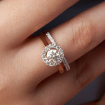 Halo Round Cut Diamond Duo ring