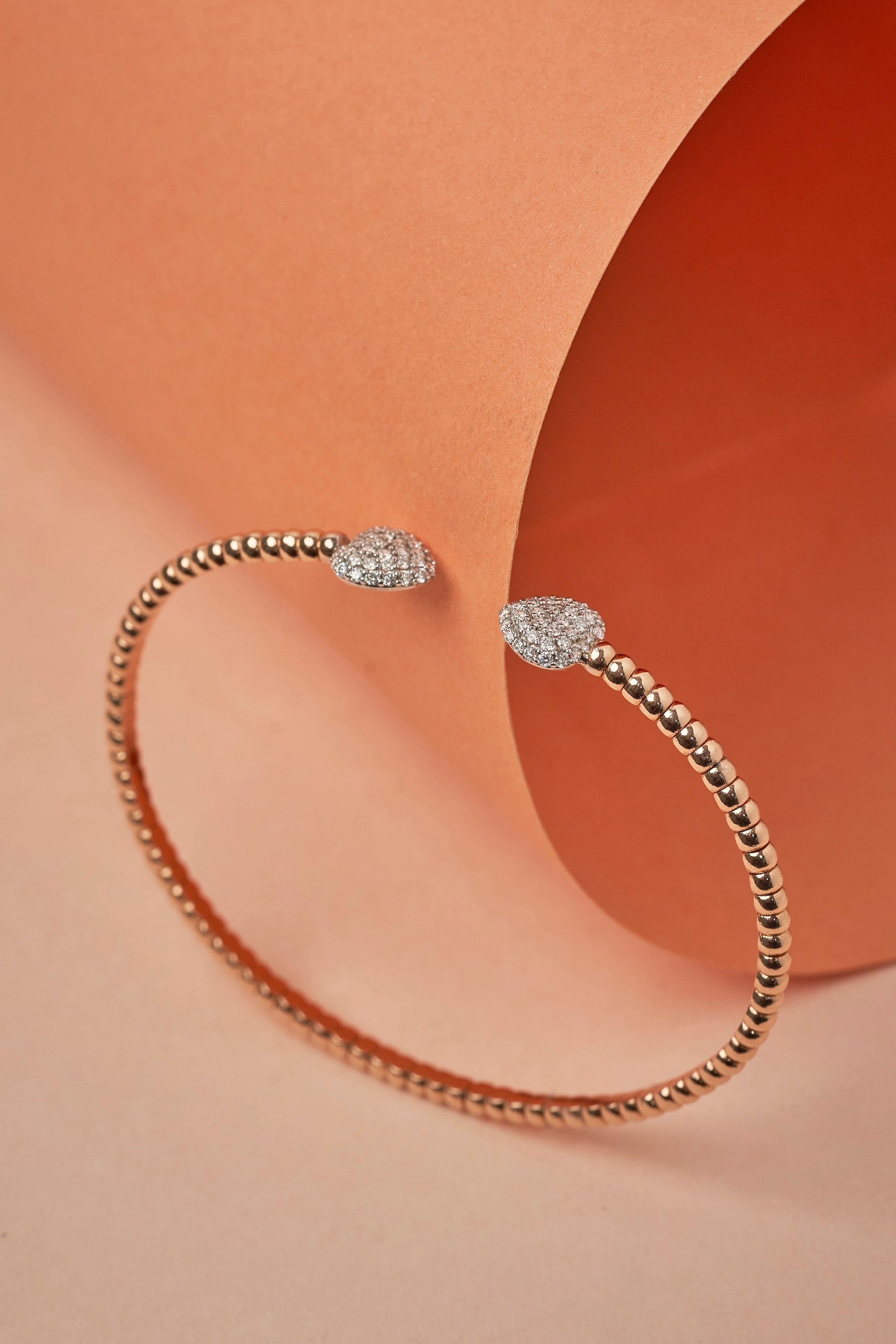 Harmonic 2 hearts diamond bracelet bangle