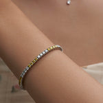 White and yellow diamond tennis bracelet