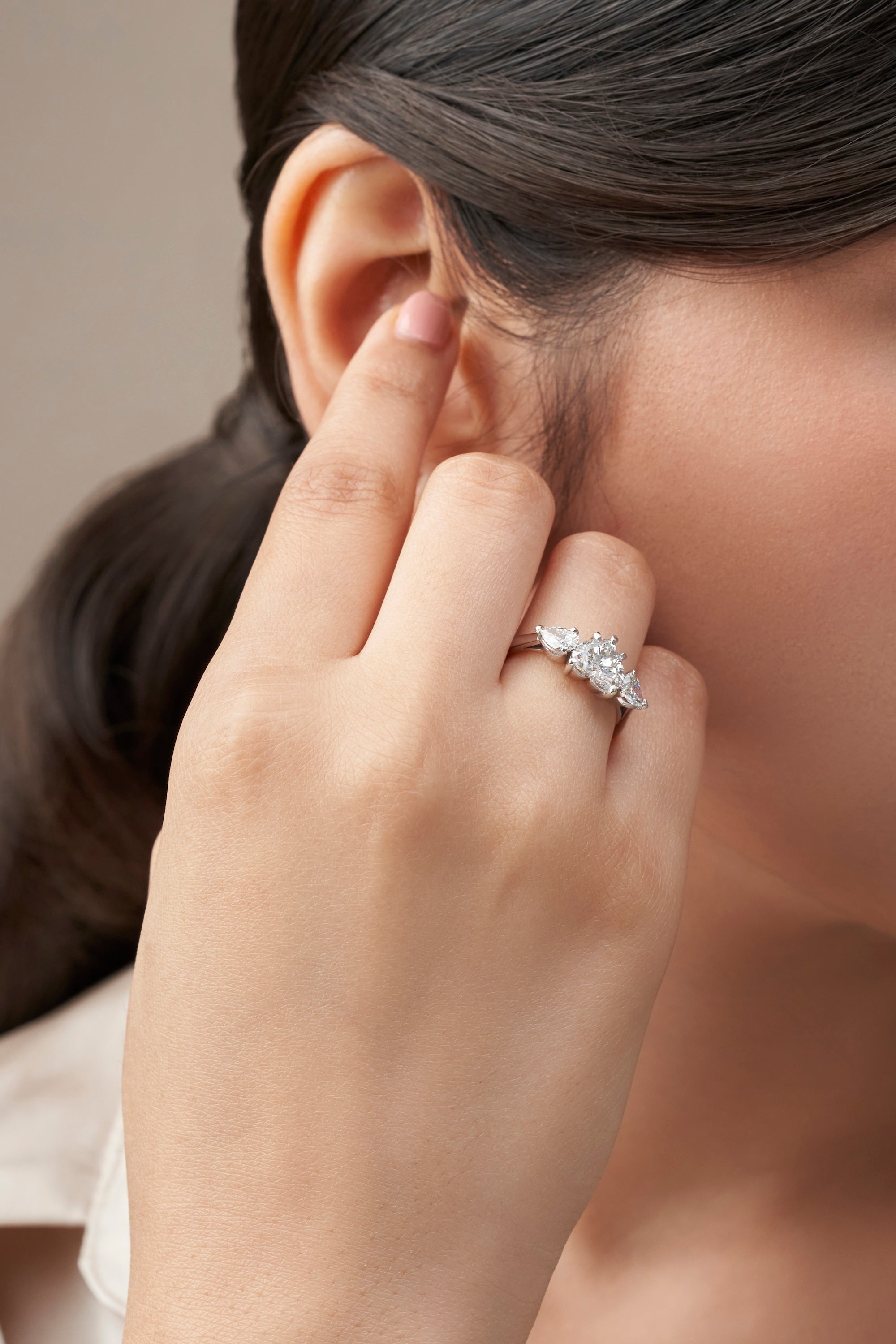 three diamond heart ring