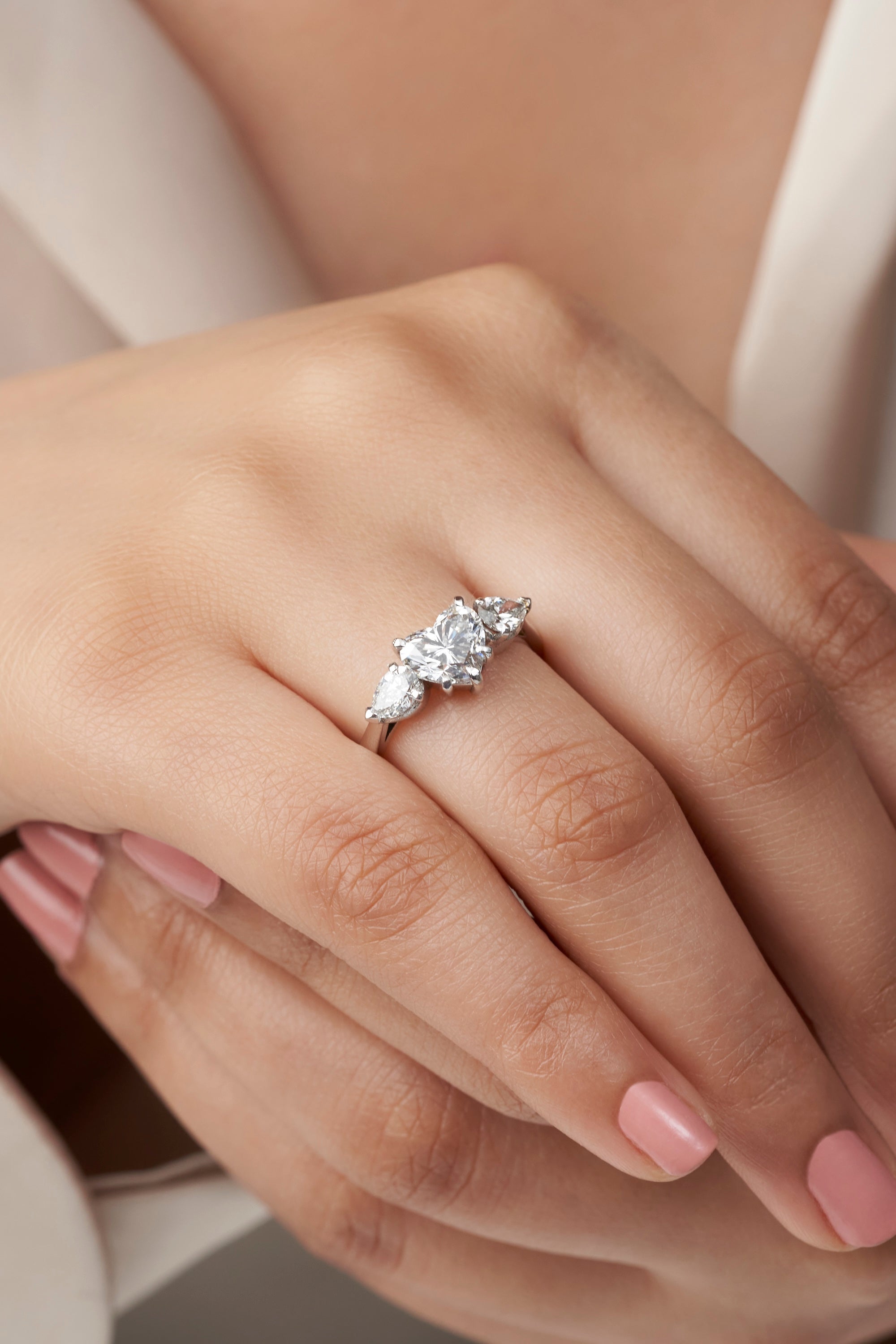 three diamond heart ring