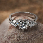 three diamond heart ring