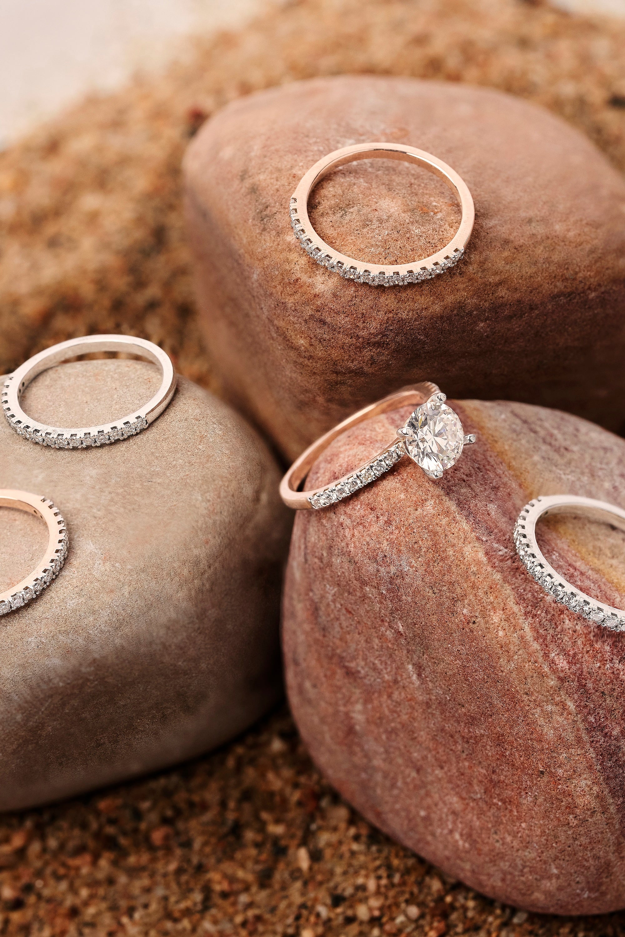 set of five diamond rings