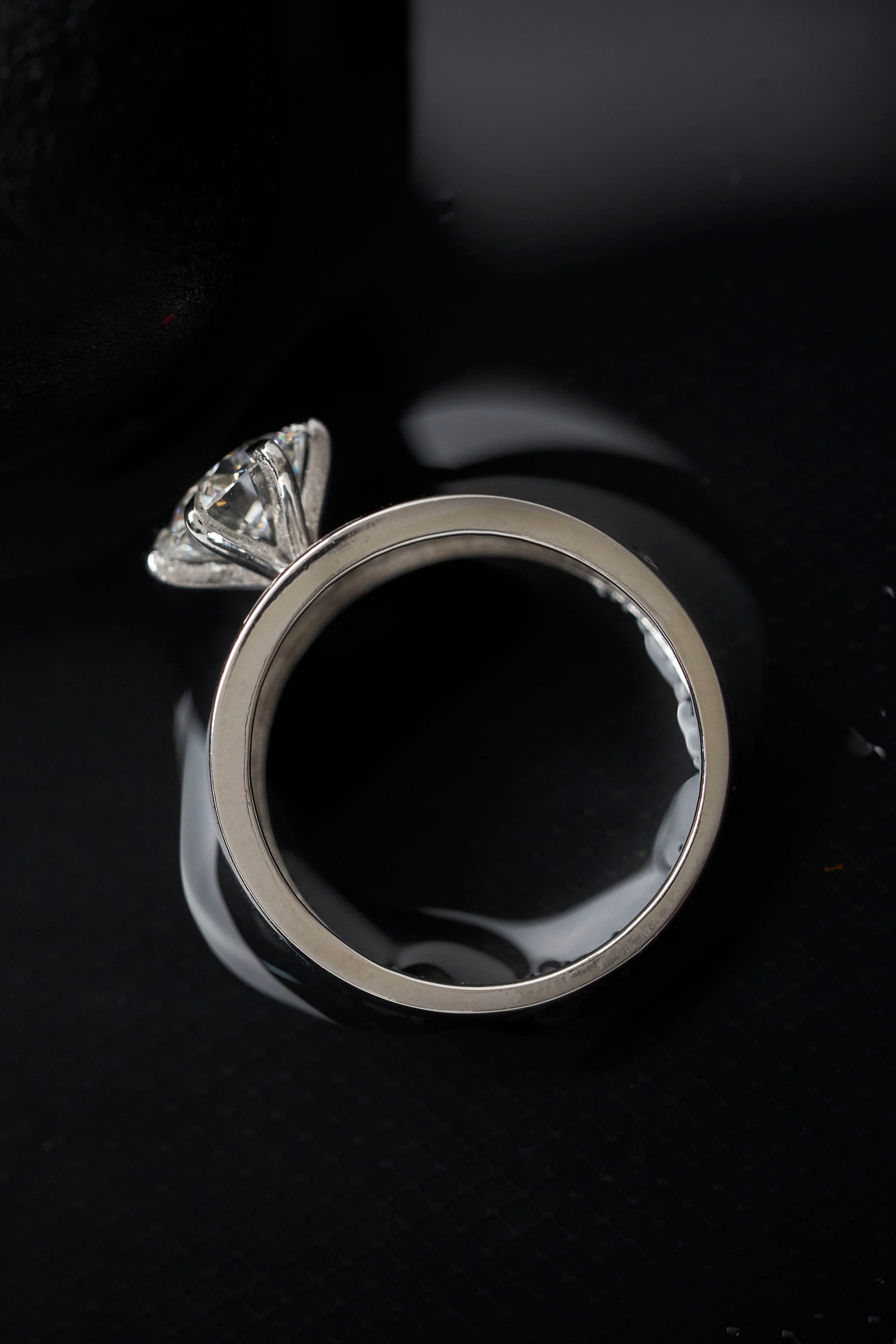 floating diamond thick band diamond ring