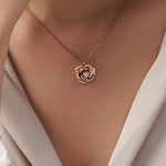 rose gold bloomed rose diamond pendant