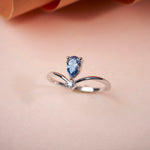 Blue Pear Cut Chevron Diamond Ring