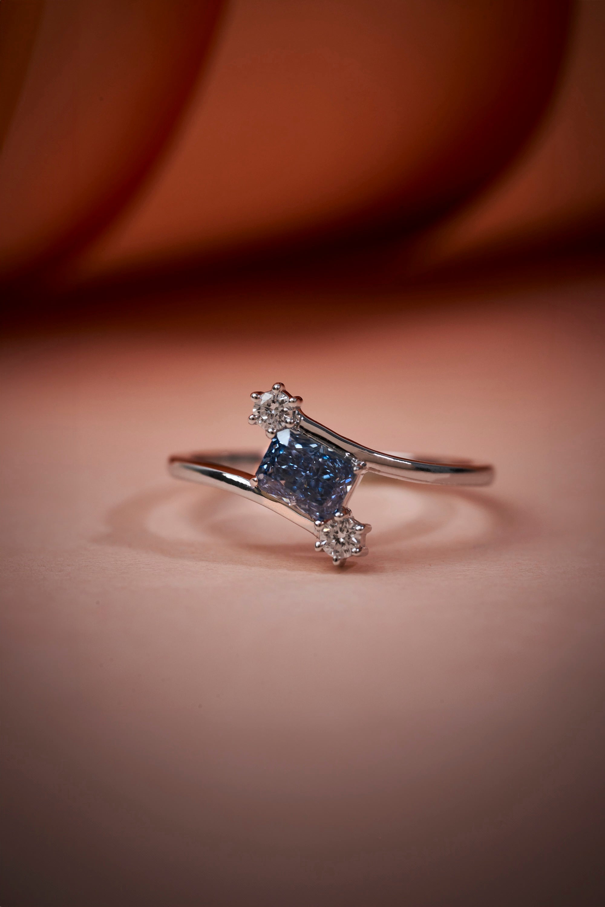 Blue Radiant Cut Diamond Ring