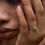 Blue Radiant Cut Diamond Ring