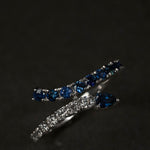 dark blue sapphire and diamond snake shaped ring