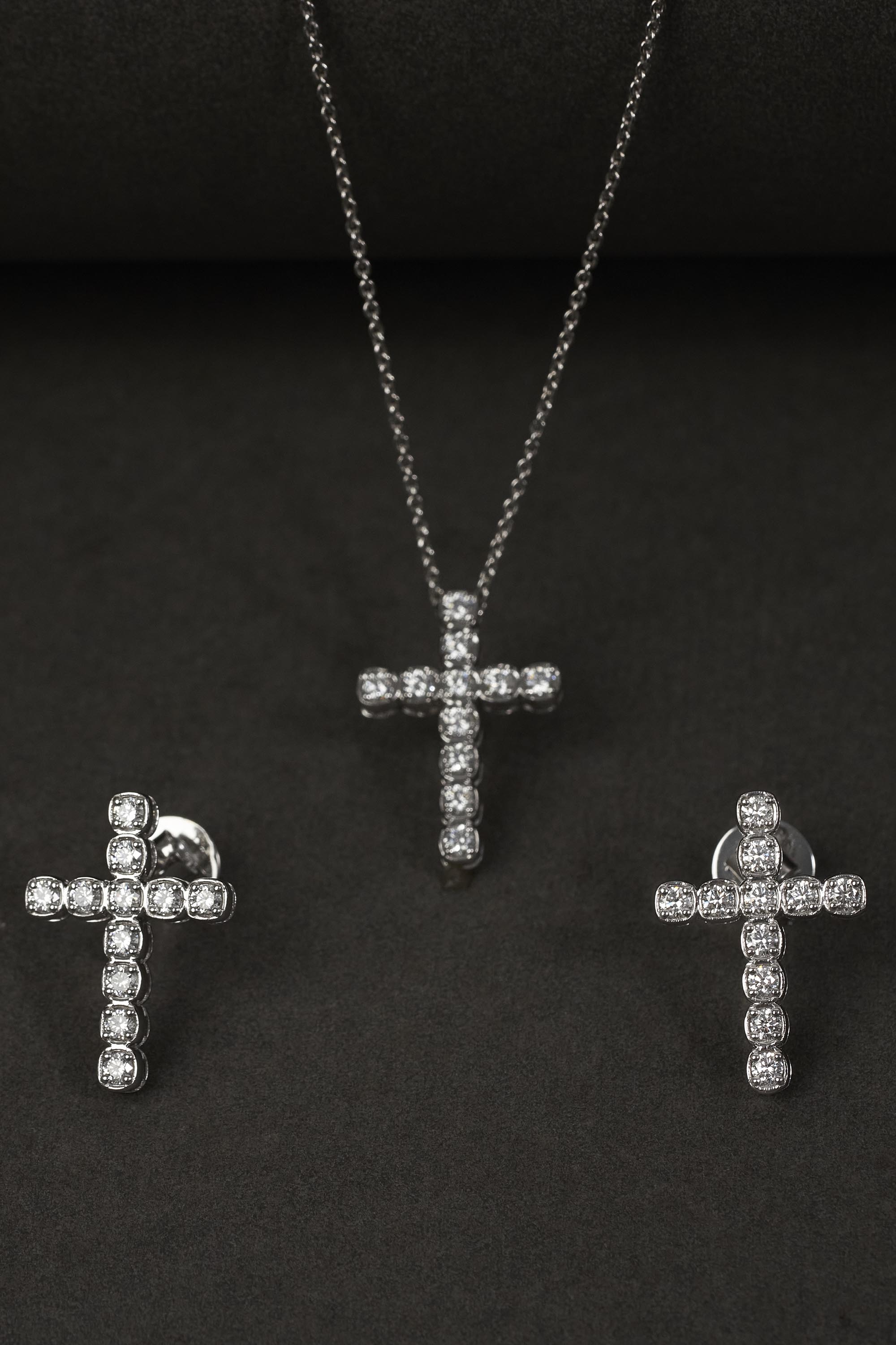 Cross shaped diamond earrings