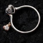 Diamond heart charm ring