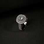 Double Halo Cut Cushion Diamond Ring