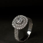 Double Halo Cut Cushion Diamond Ring