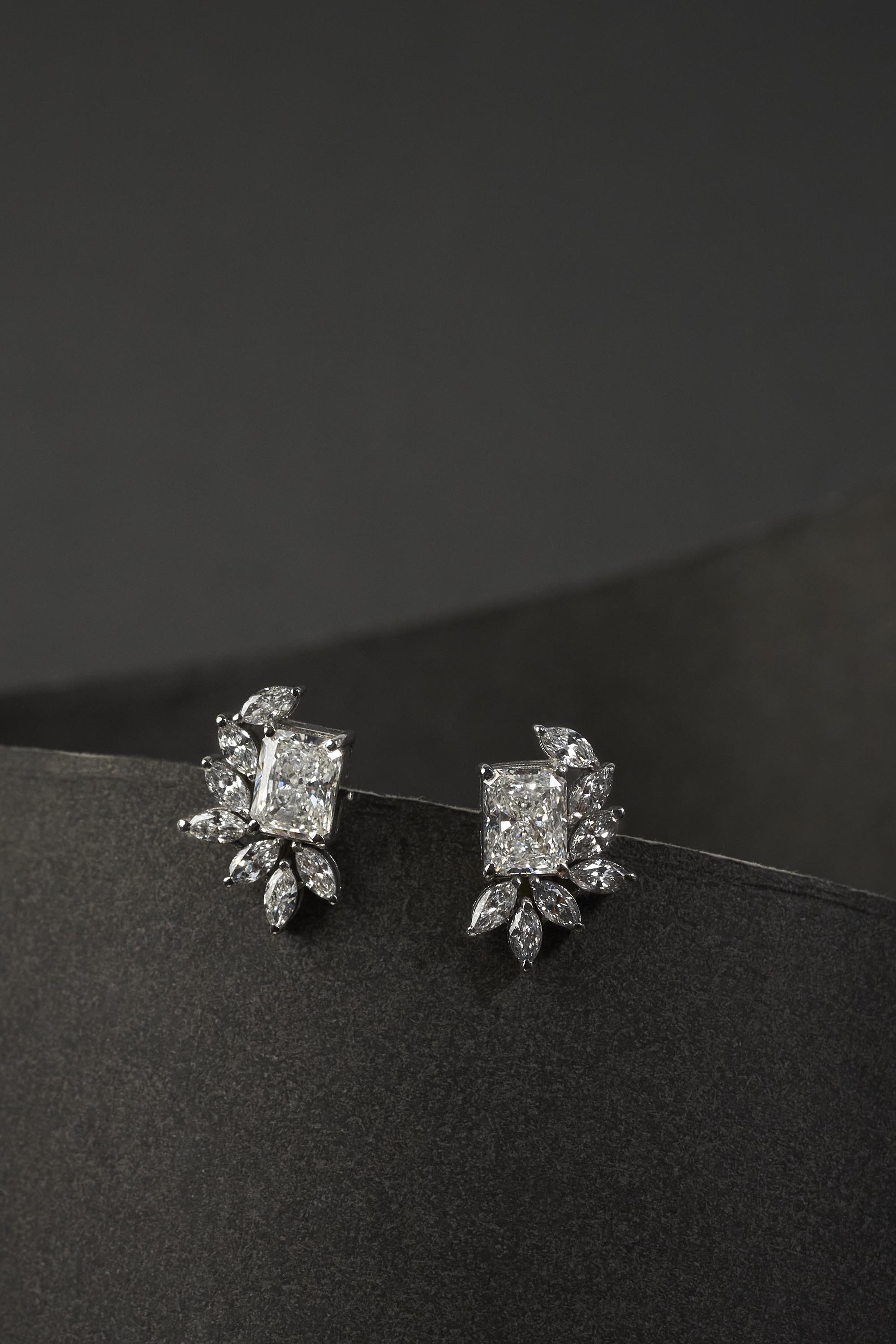 Feathered Radiant Diamond Earrings