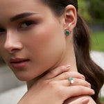 Halo Emerald and diamond studs