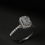 Halo Emerald Cut Diamond Ring