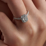 Halo Emerald Cut Diamond Ring