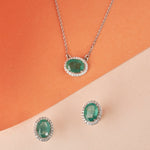 Halo Emerald and Diamond Pendant