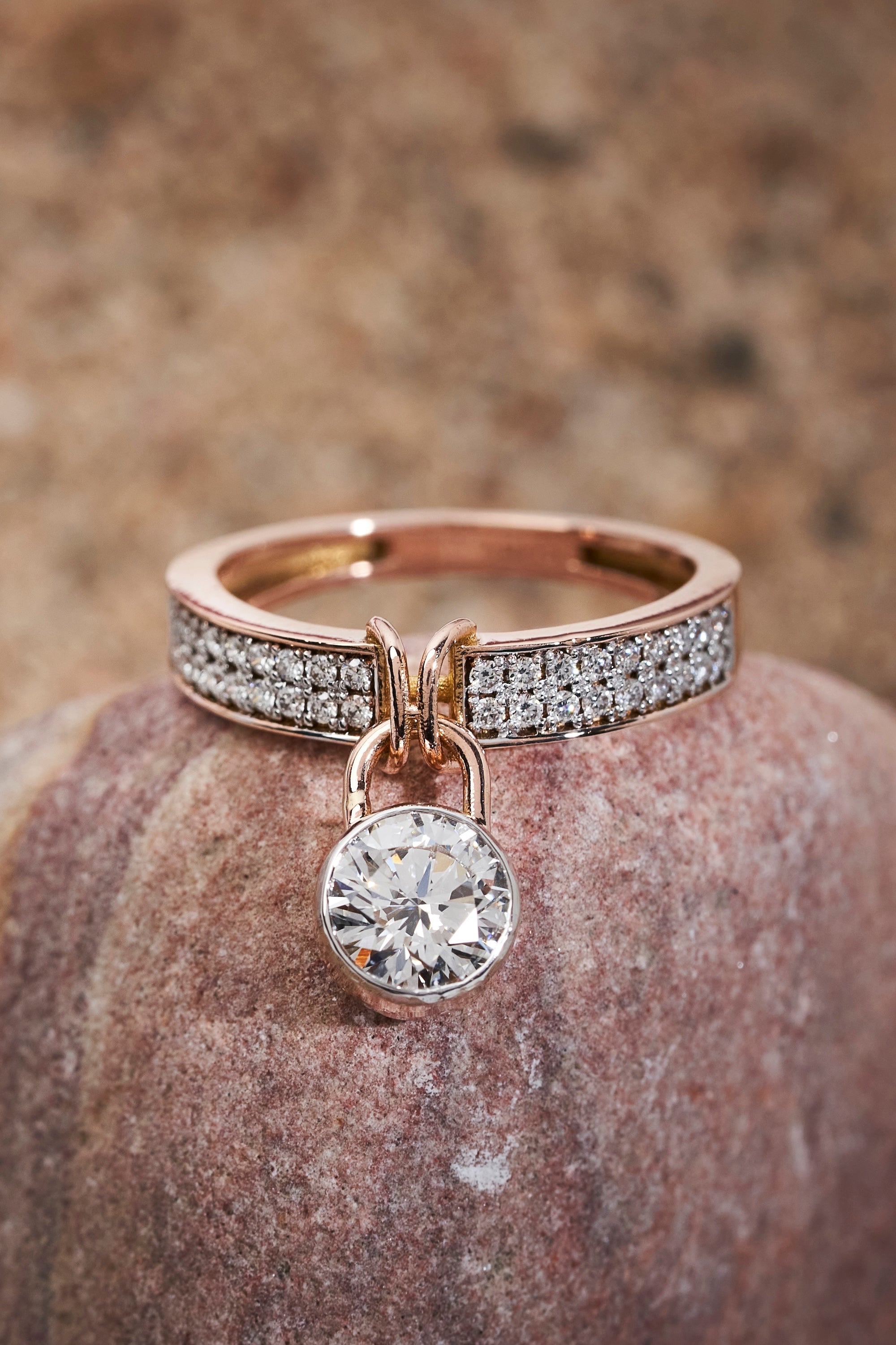 The lock charm diamond ring