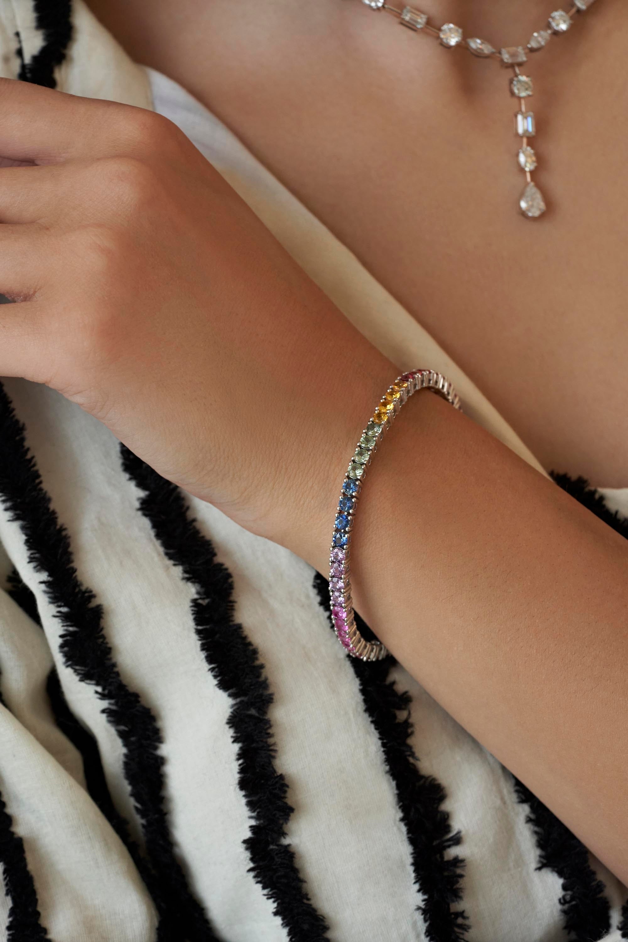 Multicolour Sapphire Tennis Bracelet