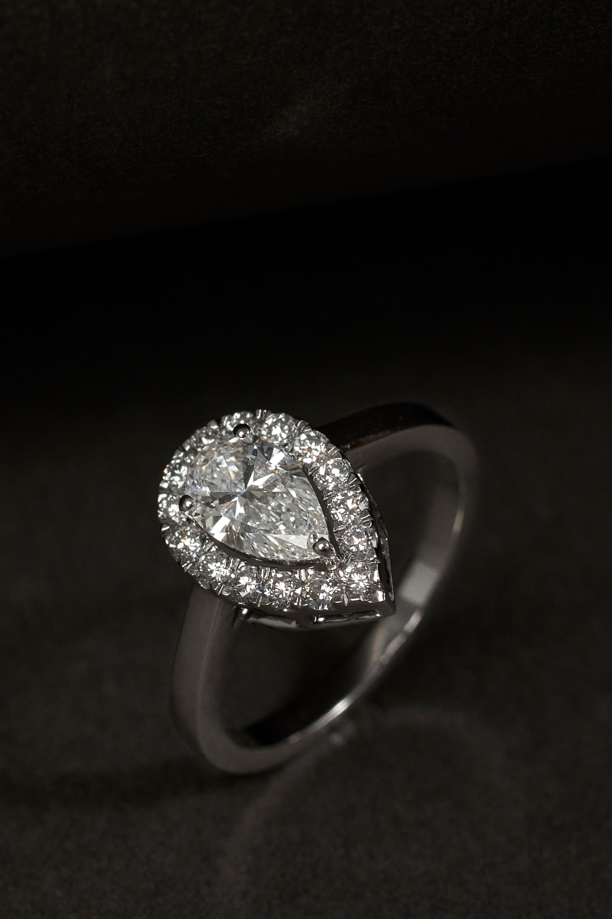 Halo Pear Cut Diamond Ring