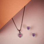 Pink Halo Heart Diamond Earring