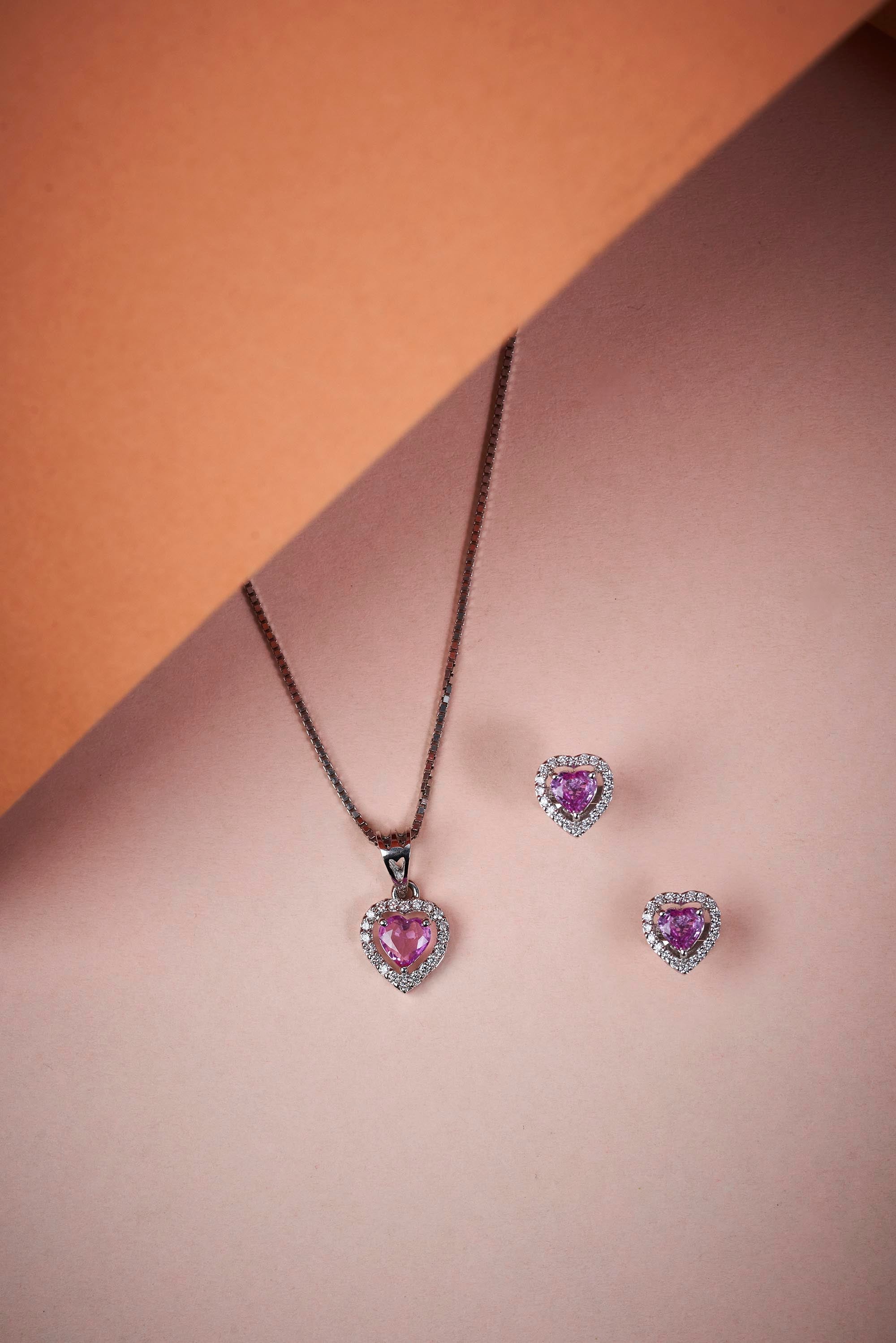 Pink Halo Heart Diamond Earring