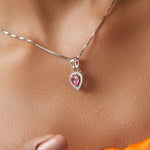 Pink Halo Heart Diamond Pendant