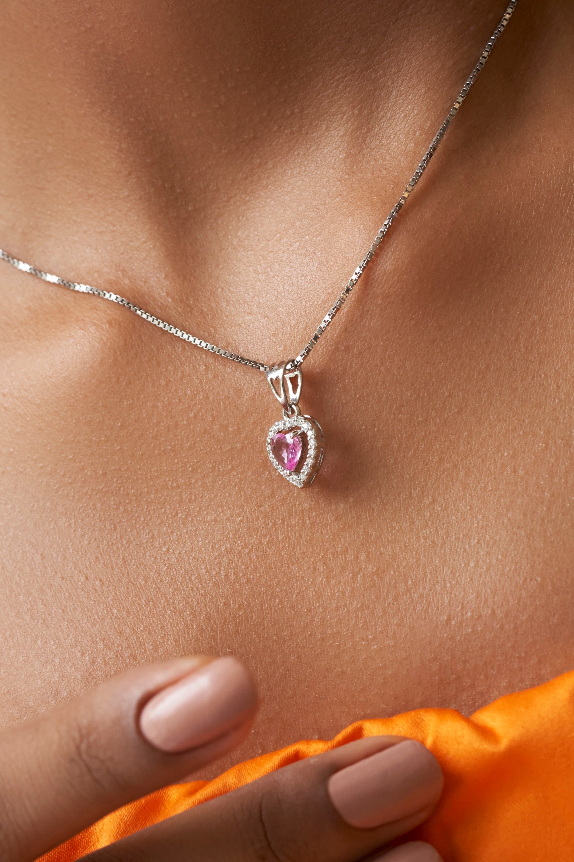 Pink Halo Heart Diamond Pendant