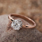 Crowned Round Cut Diamond Ring