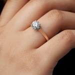 Crowned Round Cut Diamond Ring