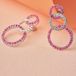 Pink Ruby diamond circle earrings