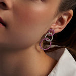 Pink Ruby diamond circle earrings