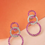 Pink Ruby diamond circle earrings