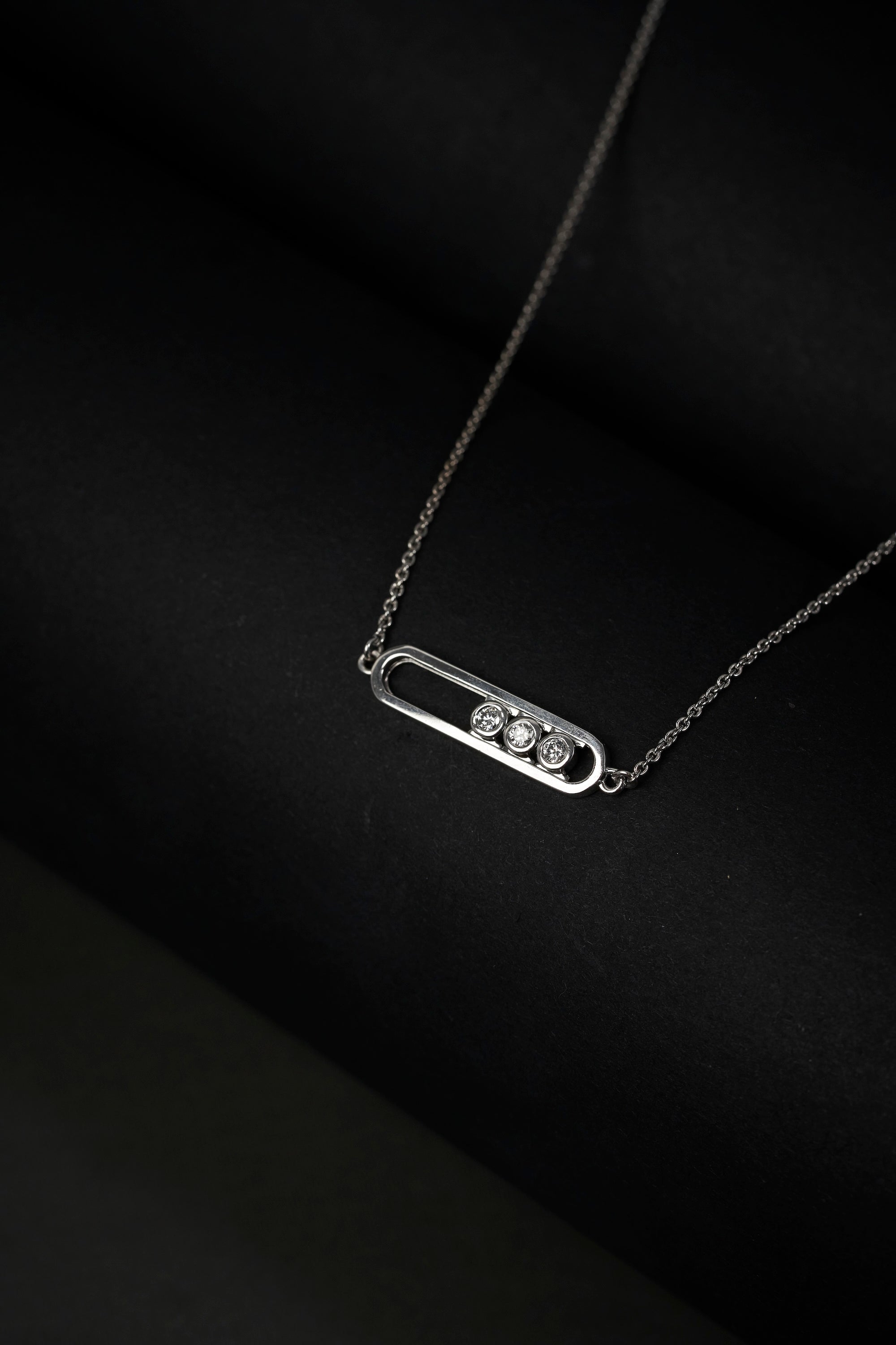 Sliding Diamond Pendant Necklace