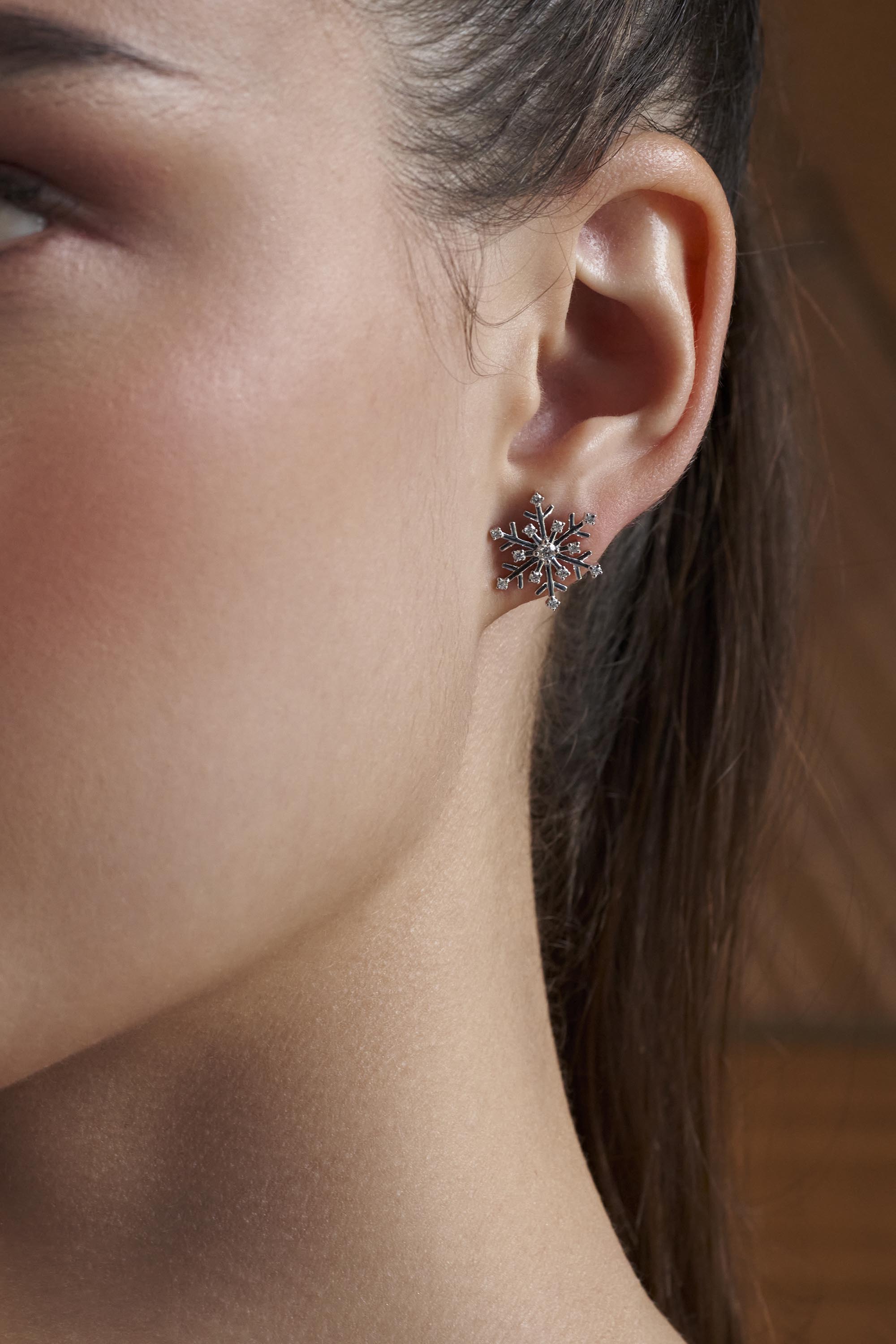 Snowflake diamond earrings