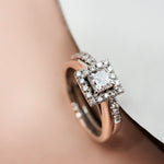 Halo Princess Cut Diamond Duo ring