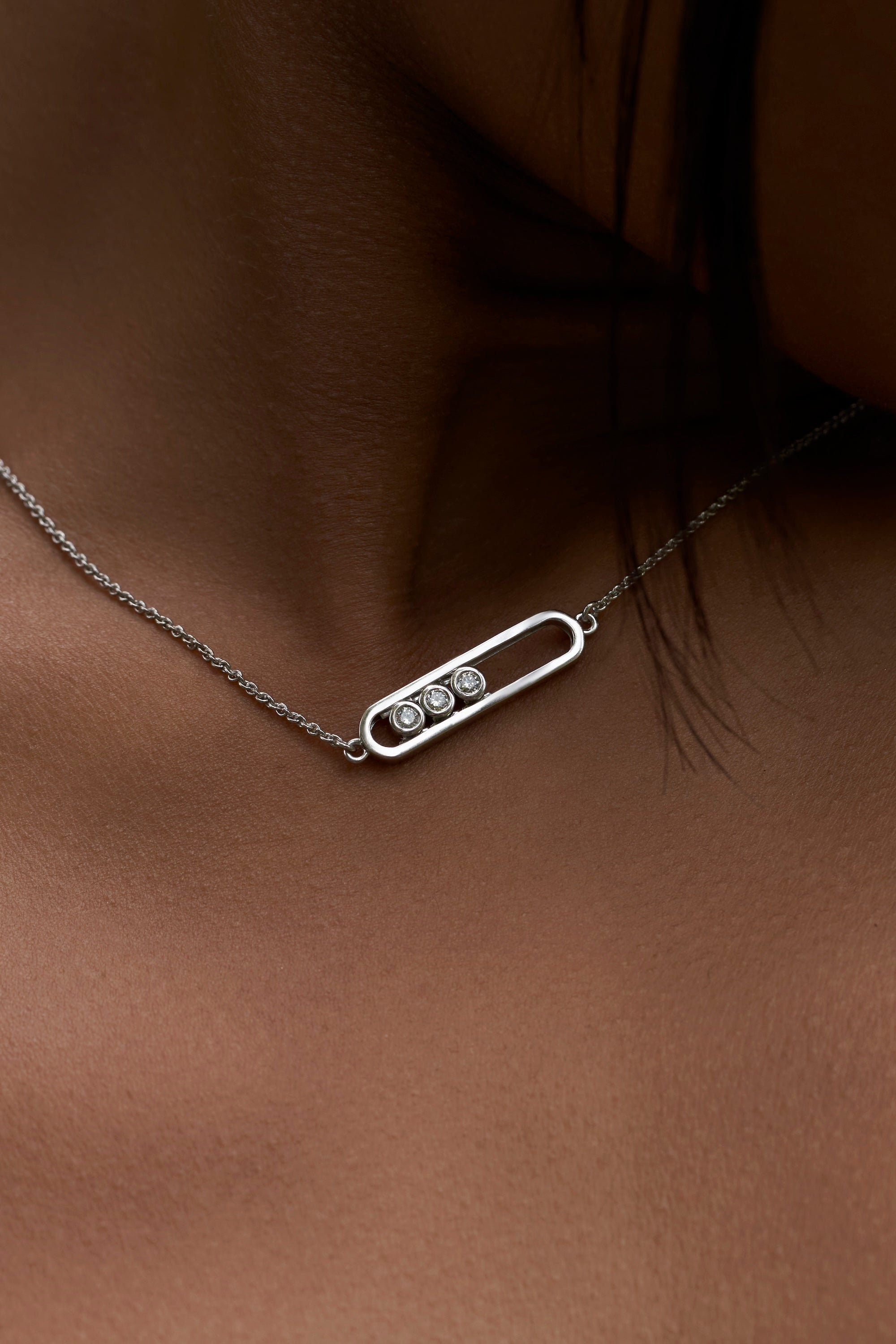 Sliding Diamond Pendant Necklace