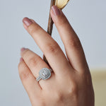 Double Halo Cut Cushion Diamond Ring