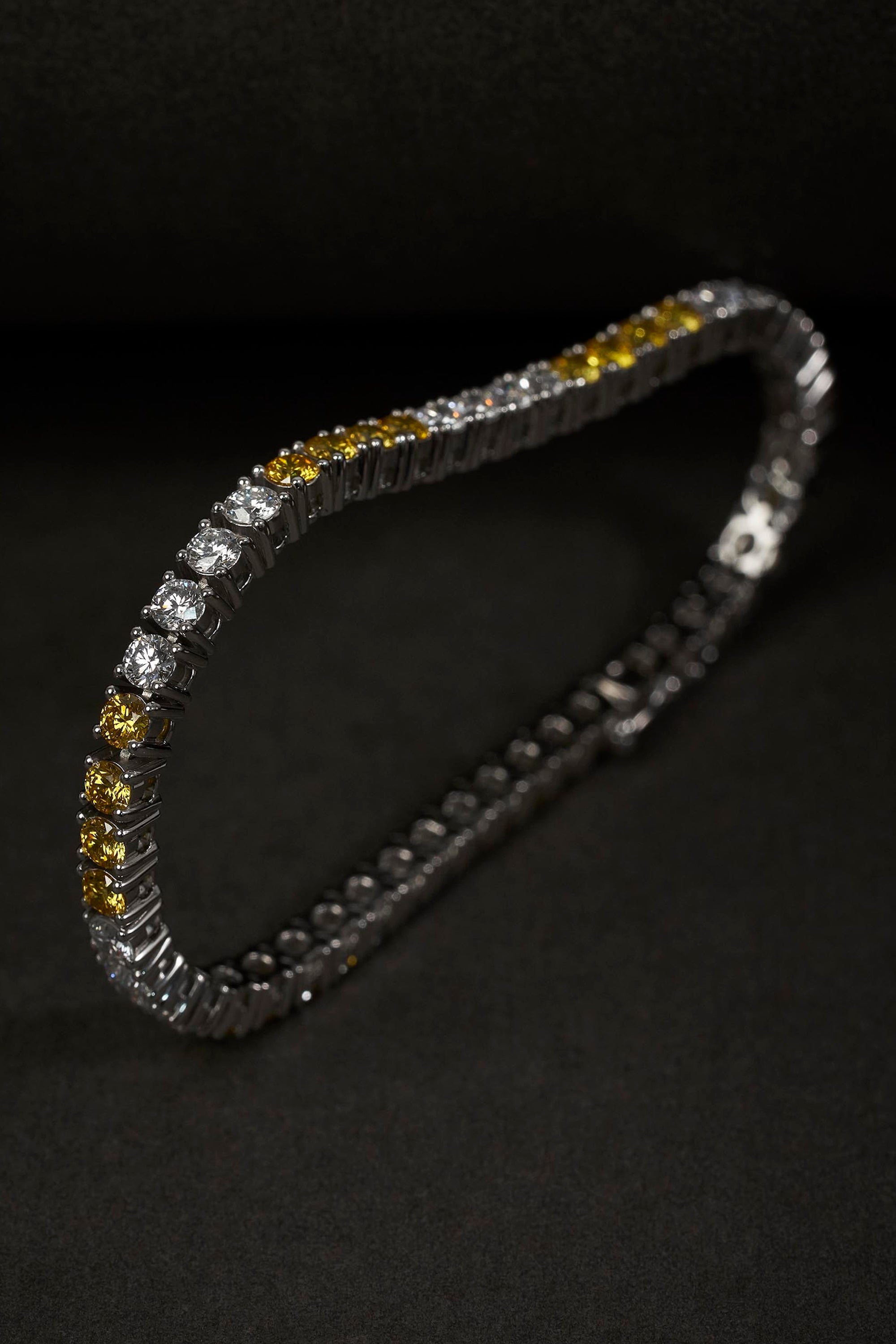 White and yellow diamond tennis bracelet